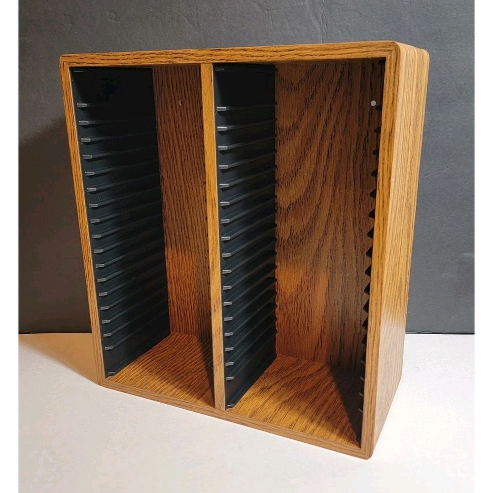 Vintage 1990's Wooden CD Storage Case 20 CD Game Disc Wall Mount